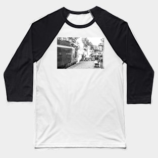 Vintage steam locomotive at the railway station Baseball T-Shirt